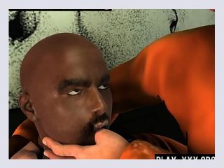 3d prisoner getting fuckced in the ass by an ebony stud - interracial, threesome, group