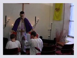 Naughty twinks have freaky anal threesome with a priest - anal, hardcore, blowjob