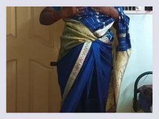 Des indian horny cheating tamil telugu kannada malayalam hindi wife vanitha wearing blue colour saree showing big boobs and shaved pussy porn tube F96 - pussy, milf, homemade