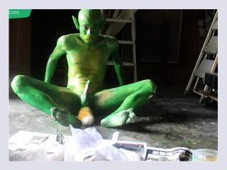 Green Demon Boy  Body Paint  19 Years Old Extreme Fetish Cosplay 1 - teen, man, fetish
