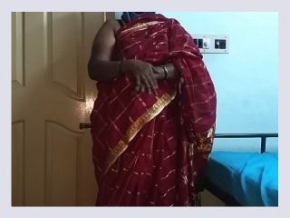Desi indian tamil telugu kannada malayalam hindi horny cheating wife vanitha wearing cherry red colour saree showing big boobs and shaved porn tube X33 - pussy, milf, homemade