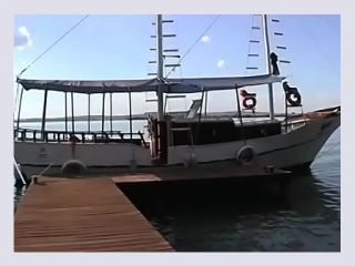 Blonde latina anal fucked on dock while boats pass by - anal, cumshot, cum