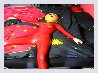 Fetish depravation for a red latex dressed slave - porn, sexy, latex