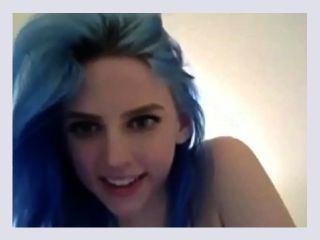 Blue haired 18yo with huge breasts - huge, amateur, homemade