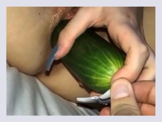 18 Year Old Girlfriend Fucking Herself With Huge Cucumber Then Cums Hot Amateur Cucumber Cam Homemade - dildo, teen, amateur