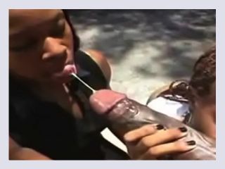 Two Babes Double Blowjob - black, threesome, blowjobs
