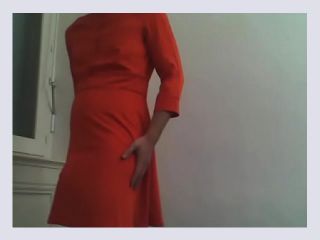 Sexy red dress crossdresser - sexy, office, secretary