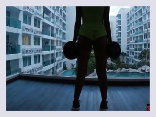 Thai amateur hotel workout before a fuck in the room - hardcore, blowjob, amateur