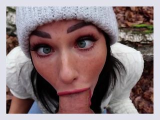 Freckled Teen SUCKS and SWALLOWS in the Woods Shaiden Rogue - teen, babe, blowjob