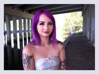 YNGR Hot Inked Purple Hair Punk Teen Gets Banged - val steele, teen, blowjob
