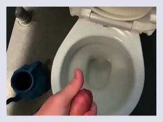 Wanking in public toilets with big cumshot at the end - cock, homemade, masturbation