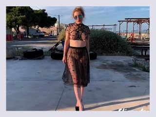 Flashing and Masturbation wearing a seethru outfit video 141 - milf, slut, amateur