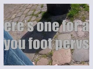 Walking barefoot around town getting my feet really dirty - outdoor, amateur, walking