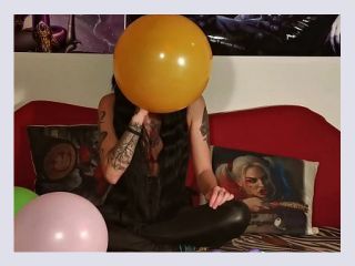 Baloon blowing and popping by teen girl pt2 HD - teen, petite, skinny