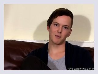 UK amateur twink Alex C solo dick stroking during interview - cumshot, amateur, masturbation