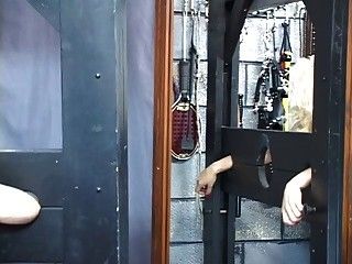 Busty mature blonde gets her ass whipped in the dungeon