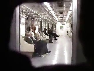 Jap couple public blow in train