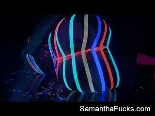 Samantha gets off in this super hot black light solo  part 1