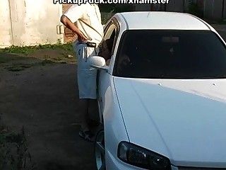 Deep blowjob in the car and outdoors