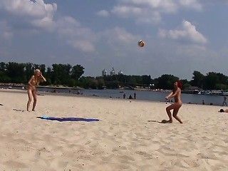 Hot teen nudists play at beach 