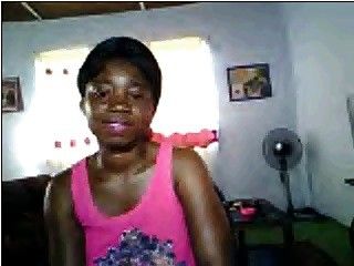 African girl take of the dress at cam part 1