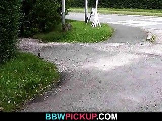Curly BBW riding stranger's cock