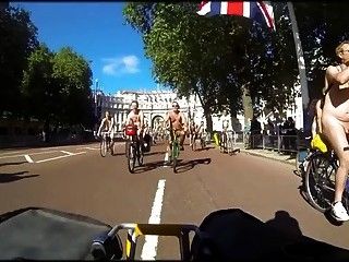 Nudists on public bikes