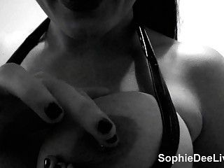 Big tit pornstar Sophie Dee's Black and White Pussy Play