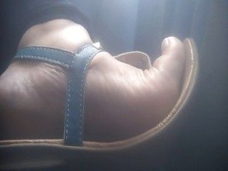 Candid sexy feet and soles on public bus