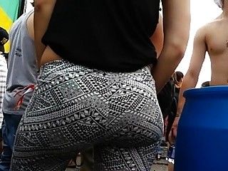 Wow white bubble butt in designer leggings jiggling