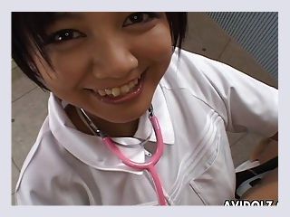 Asian nurse is sucking and titty fucking the cock 