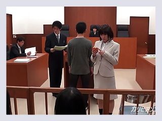 Asian lawyer having to hand job in the court