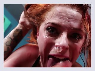 Redhead has her face viciously fucked 