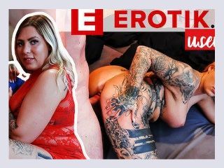 Tattooed German pornstar Mia Blow rides dick and loves to swallow GERMAN