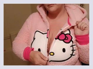 Trying on my Hello Kitty onesie with cute butt flap for you