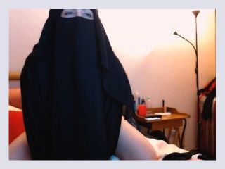 Arab Milf Wearing Hijab Rides Dildo