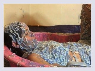 Girl Messed up with Spaghetti Gunge and Mud Wam Splosh Fully Clothed