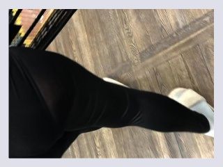 Wife shopping in see through leggings visible panties