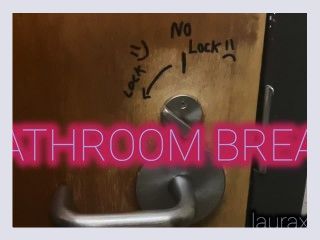 Brunette wife sucks fucks in dirty public restroom begging for cum load 