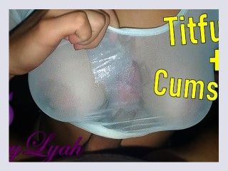 Amateur Titfuck in Wet Shirt until Cumshot into Big Tits