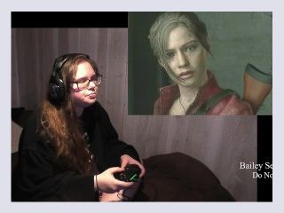 BBW Gamer Girl Drinks and Eats While Playing Resident Evil 2 Part 6
