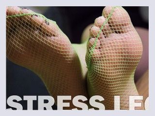 Pretty soles and toes close ups in green fishnet knee socks