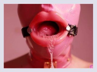Throat slave training  cum in mouth  olled pussy on transparent chair