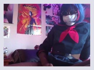 Cosplay Trap Fucks Her Pussy and Takes the Knot