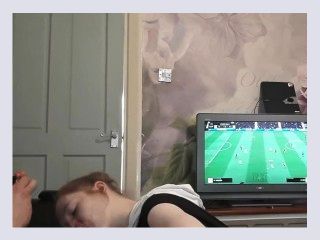 Distracting Daddy on FIFA sloppy deepthroat facefucking with gagging 