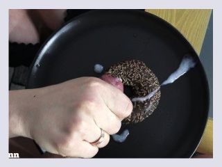 Cum on food   eating sperm chocolate doughnut and spit blowjob   Mya Quinn