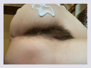 Natural Hairy Girl body lotion session  Hairy pussy ass legsarmpits