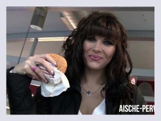 Public Blowjob inside Burger Store with tasty Cumshotburger