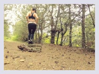 Horny suck and fuck in public forest POV amateur outdoor sex