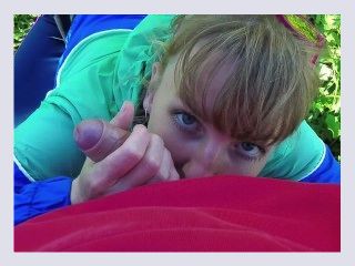 Risky outdoor blowjob and cum in mouth in the park Amateur couple Pov 